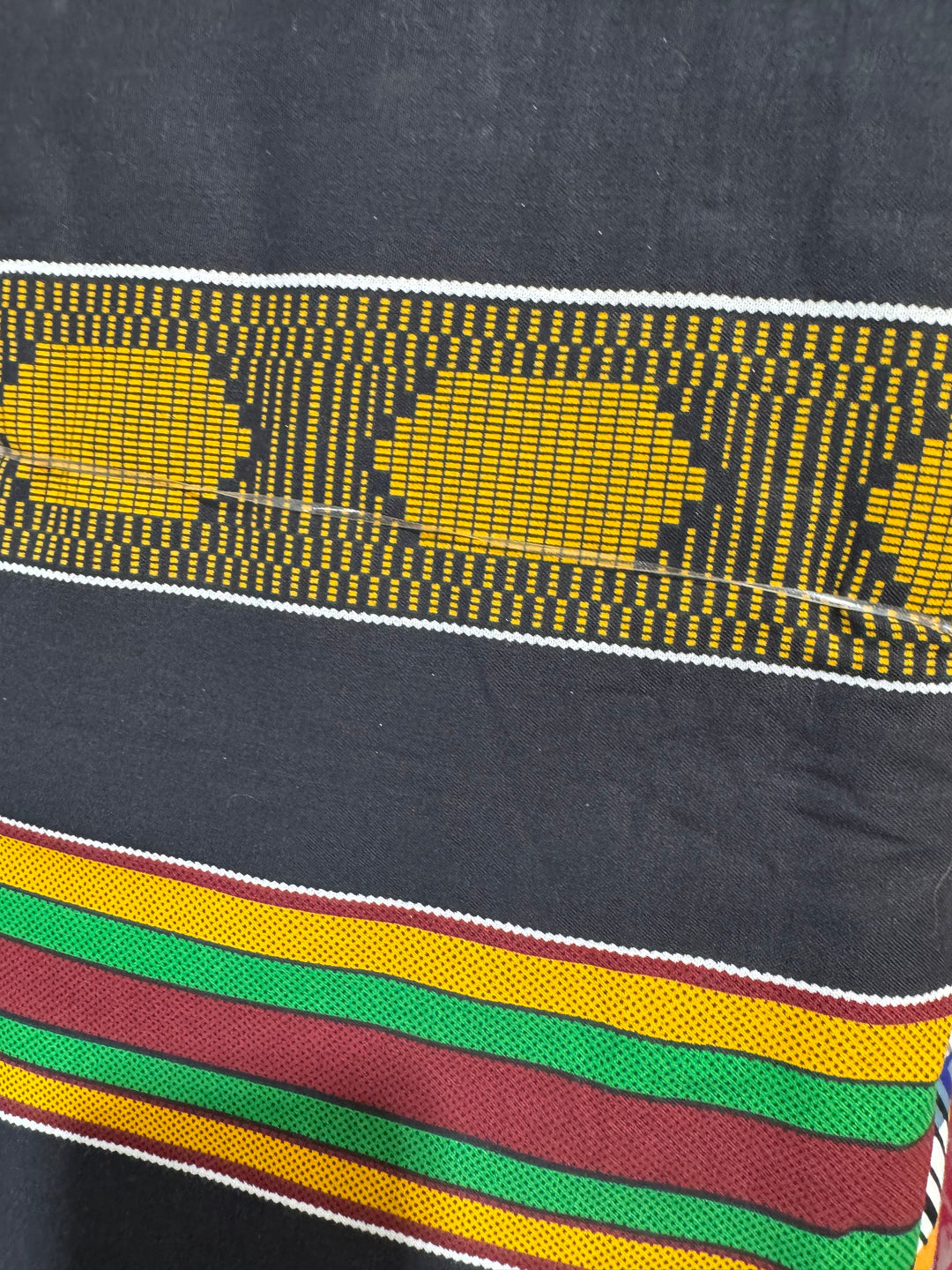 Cotton African Fabric - Black with Yellow, Green, and Red