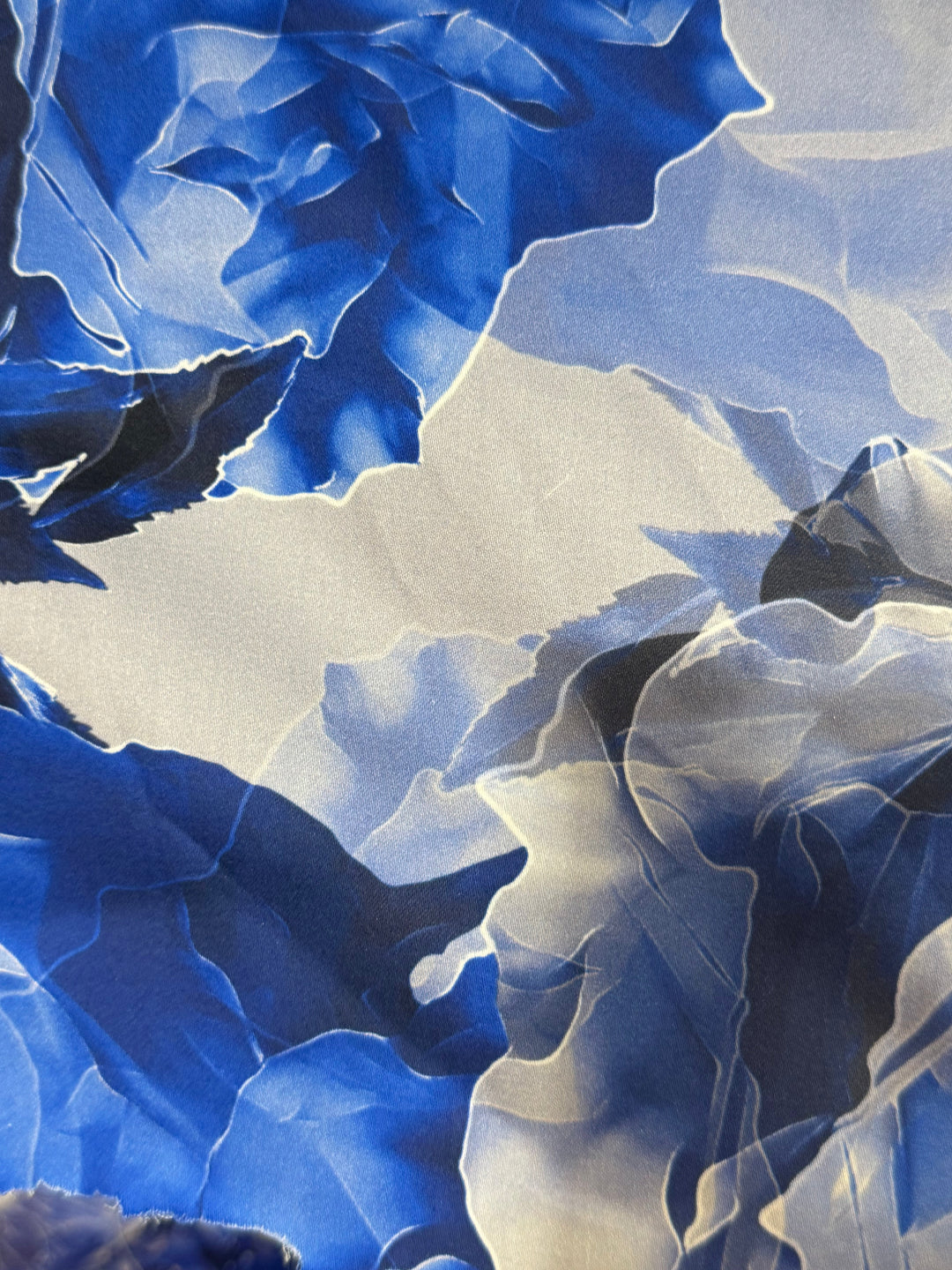 Cotton Fabric - Blue with Flowers