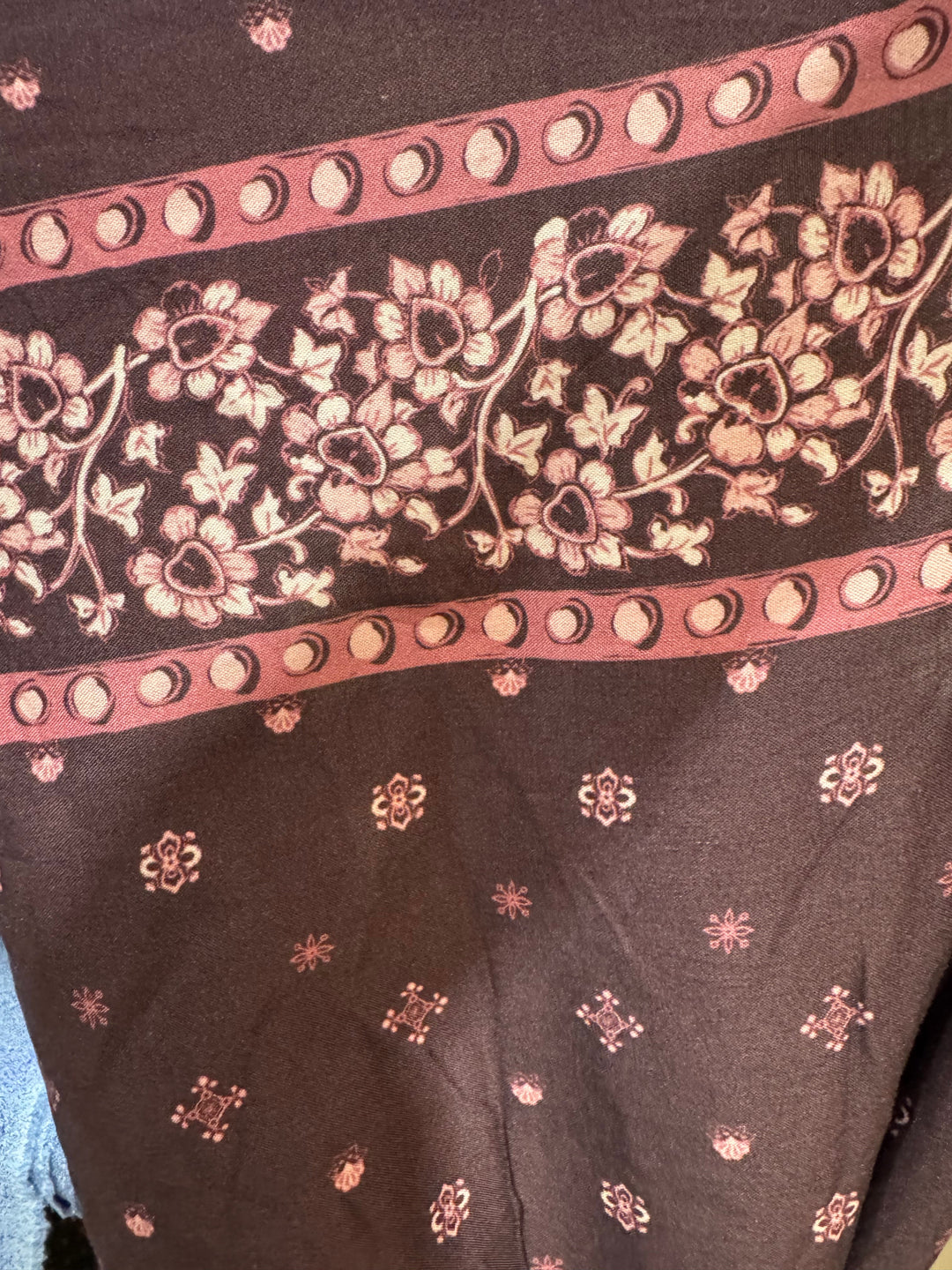 Cotton Fabric - Brown and Pink Floral Design