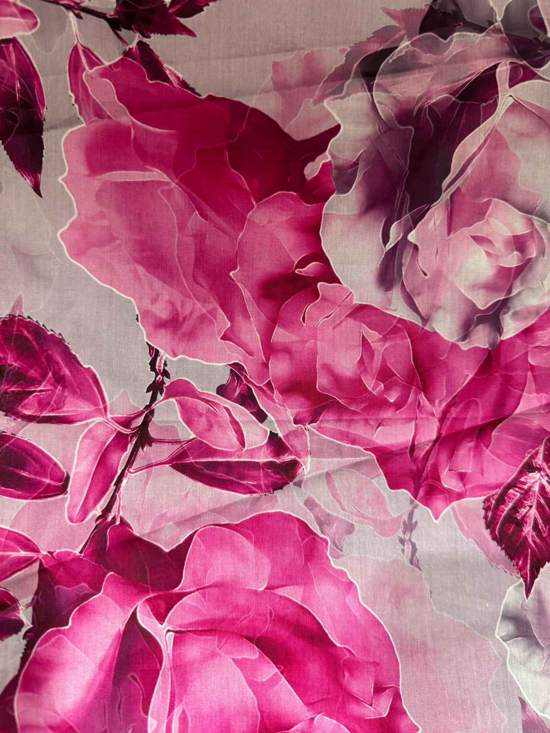Cotton Fabric - Light Pink with Pink Flowers