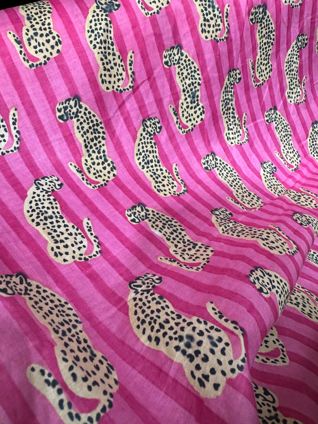 Cotton Fabric - Pink with Cheetahs