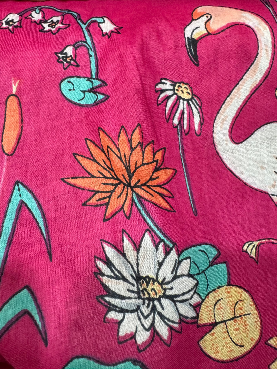 Cotton Fabric - Pink with Butterflies and Swans