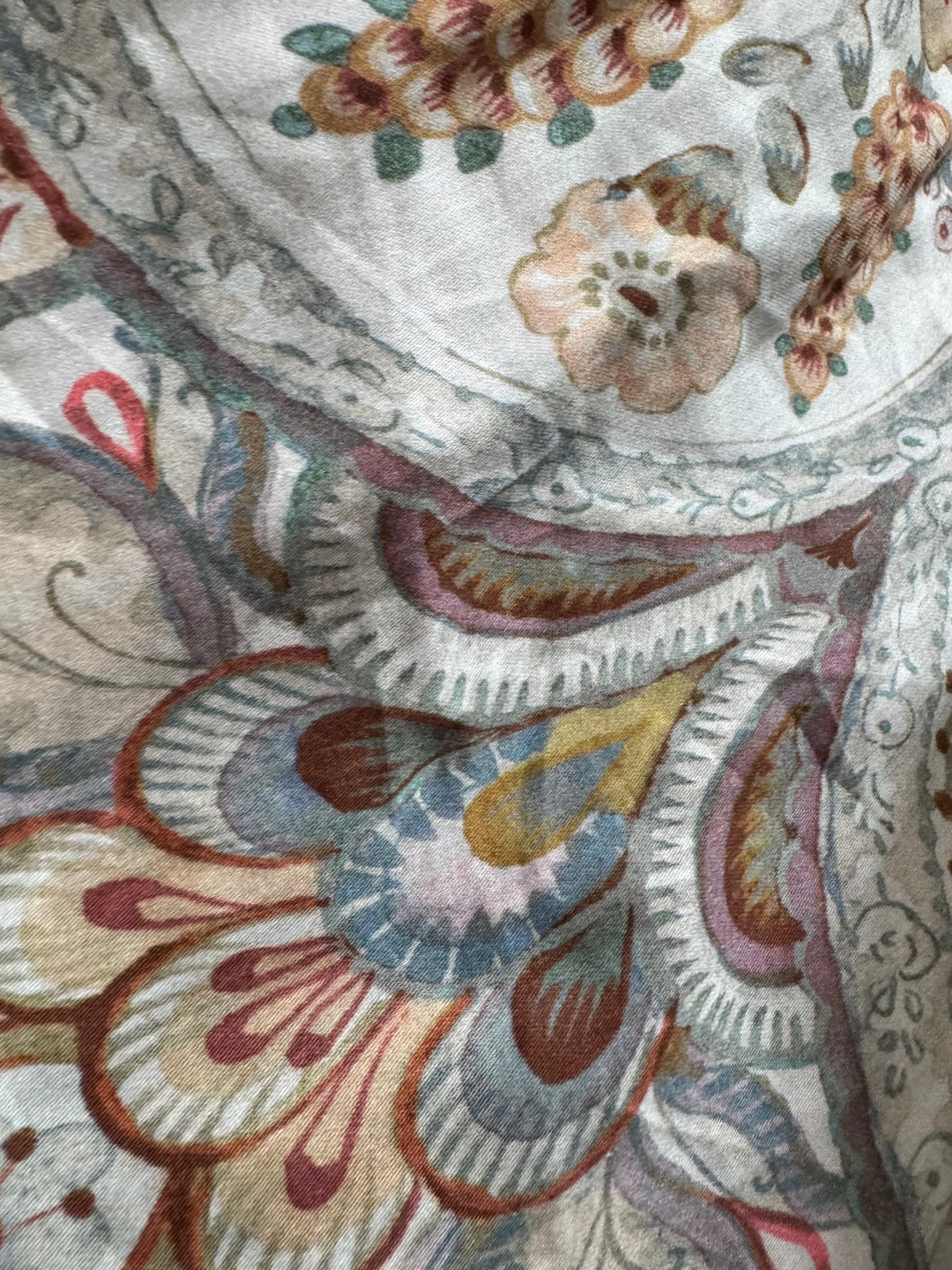 Cotton Fabric - Beige with Floral Designs