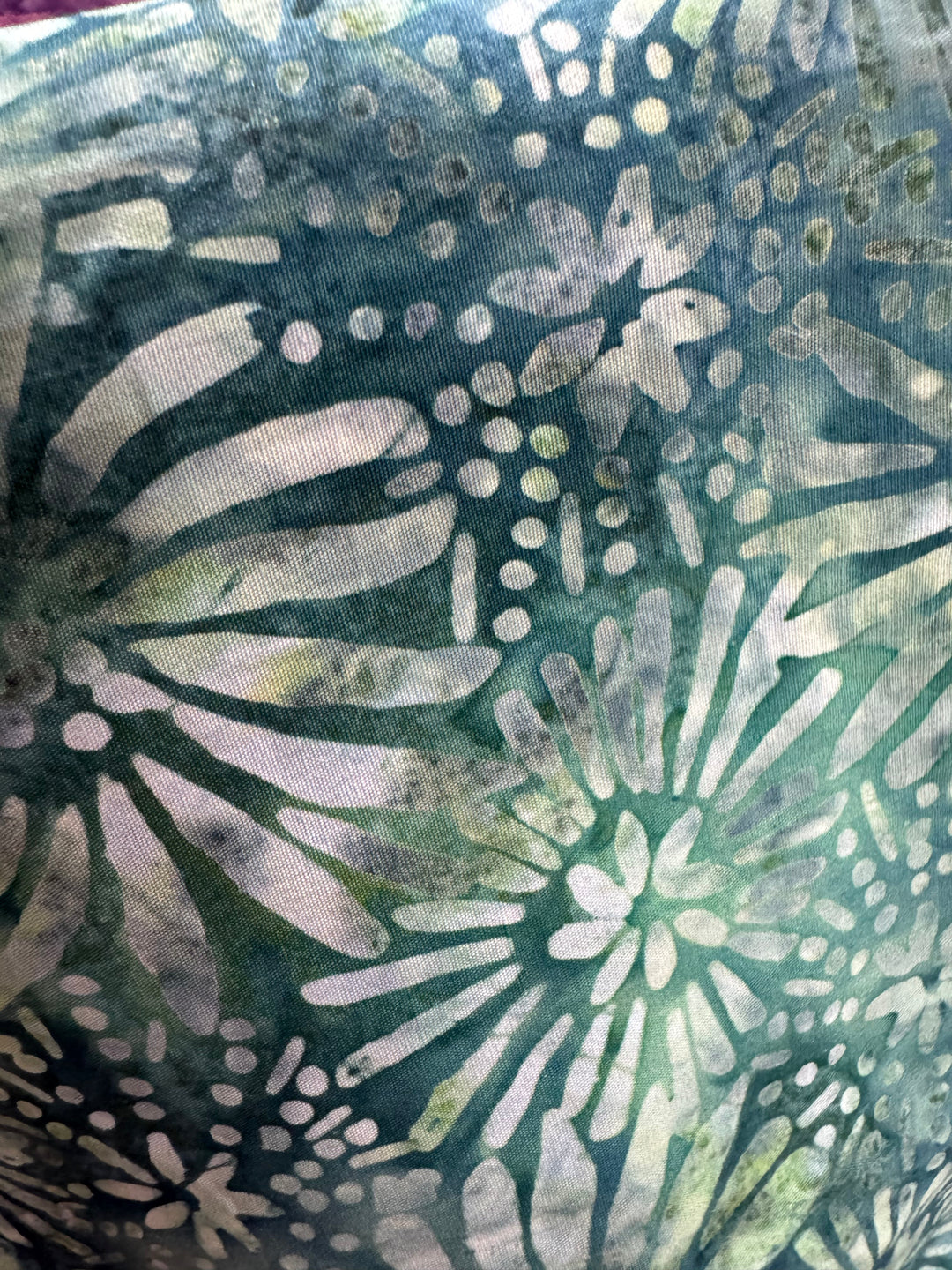 Quilting Cotton Batiks Fabric - Teal Flowers