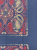 Navy Blue with Pink Paisley Blocks | Silk