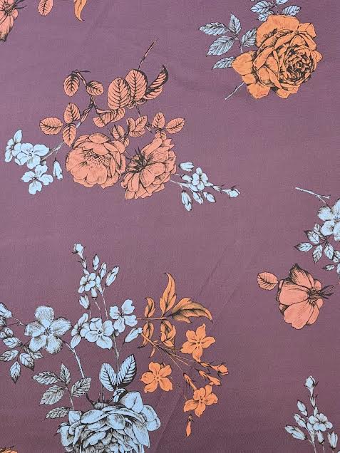 Purple with Florals | Satin | Made in Italy