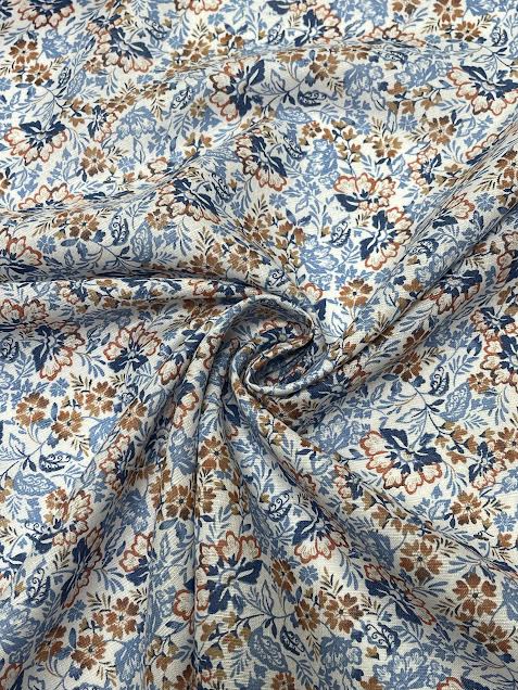 Teal and Orange Floral | Viscose Blend | Made in Italy