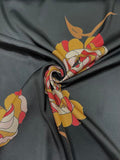 Orange & Red Floral on Black | Rasin Viscose | Made in Italy
