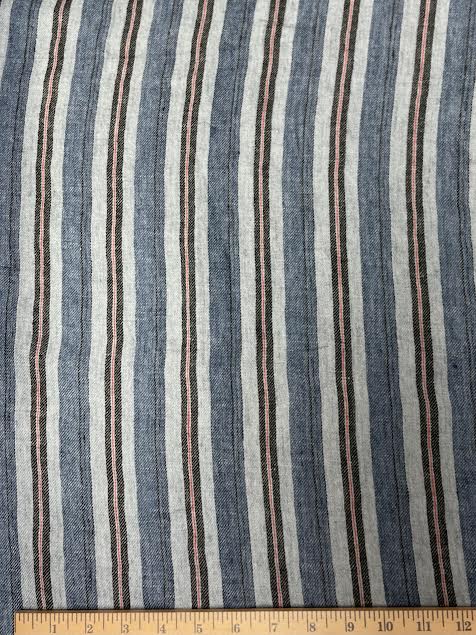 Blue, Black and Red Stripe | Linen | Made in Italy