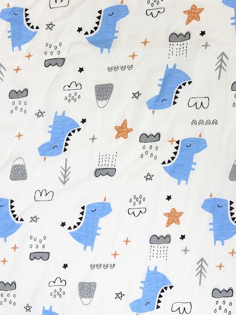 White with Blue Dinos | Cotton Knit