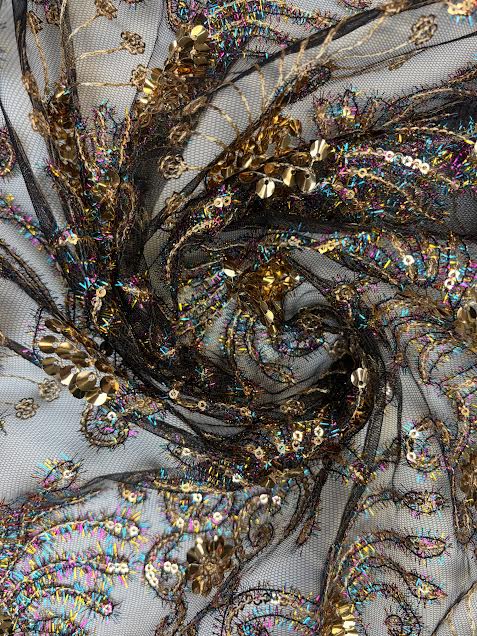 Embellished Paislies Mesh | Made in Italy