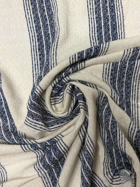 Blue and Cream Stripe | Rayon Crinkle