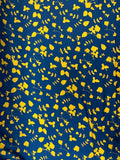 Yellow on Blue Floral Print | Cotton Lawn