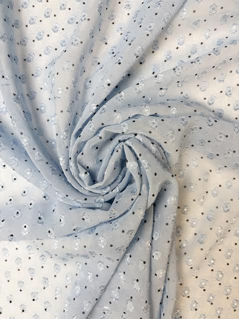 Light Blue Polka Dot Chiffon Jacquard