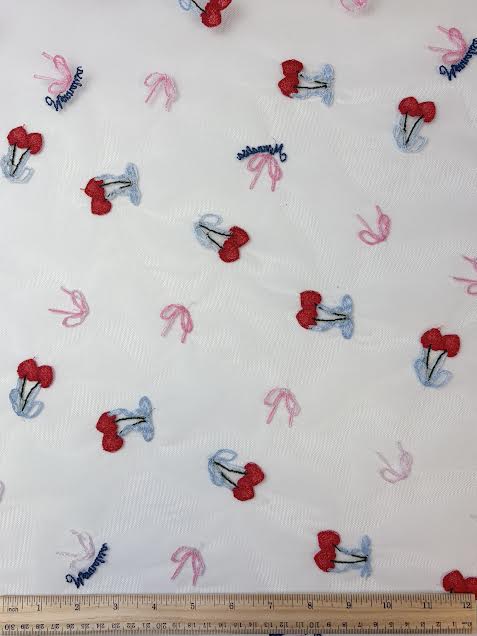 Poly Mesh Embroider Cherries | Made in Italy