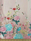 Pink & White Stripe with Rose Border | Viscose | Made in Italy