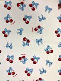 Mona Lisa | Cherries and Bows on White Cotton | Made in Italy