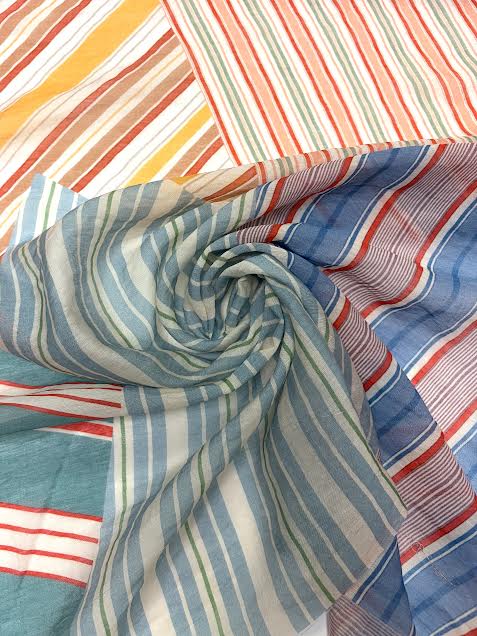 Multicolor Stripe Patchwork Pattern | Viscose | Made in Italy