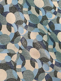 White, Grey, Blue Geometric Pattern | Silk Lurex | Made in Italy
