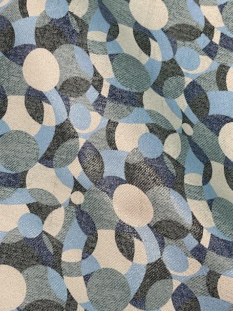 White, Grey, Blue Geometric Pattern | Silk Lurex | Made in Italy