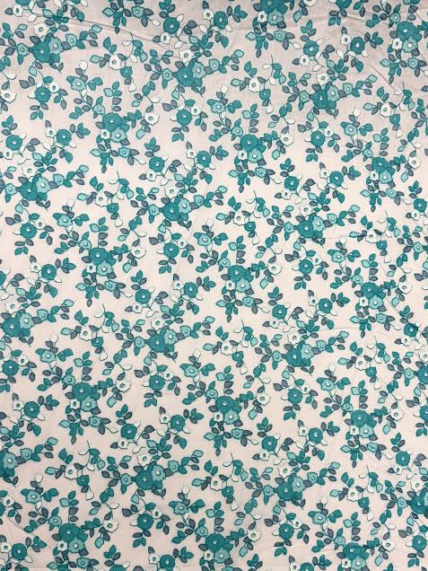 Baby Blue with Teal Flowers | Liberty Cotton
