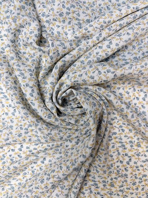 Blue and Yellow Ditsy Floral | Rayon Crinkle
