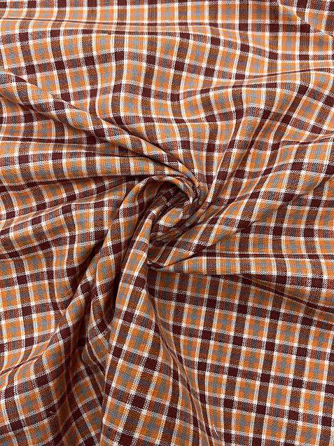 Orange, Red, and Grey Yarn Dyed Plaid | Cotton