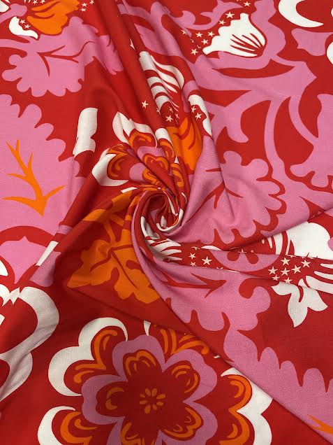 Red, Orange, Pink Floral Print | Viscose | Made in Italy