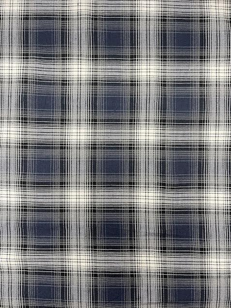 Blue, Black, and White Yarn Dyed Plaid | Cotton