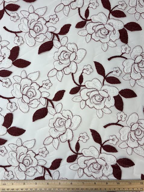 Embroidered mesh | Rose Flower print | Made in italy