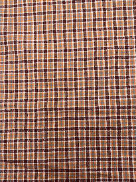 Orange, Red, and Grey Yarn Dyed Plaid | Cotton