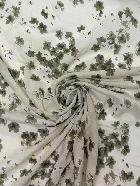 Liberty | Cream with Green Floral | Cotton Lawn