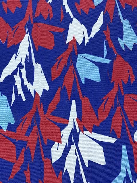 Maroon and Blue Geometric Floral | Silk
