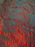 Red Foil Print on Blue | Spandex