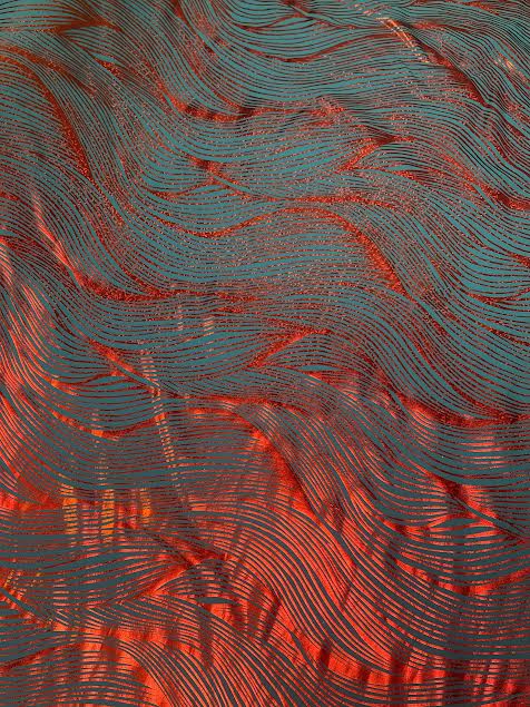 Red Foil Print on Blue | Spandex