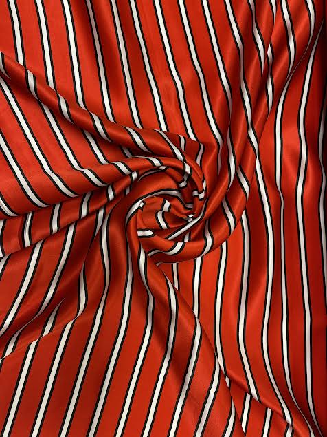 Balenciaga | Red, White, and Black Stripe Silk | Made in Italy