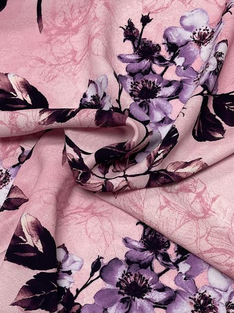 Emanuel ungaro | Purple Floral on Pink Viscose | Made in Paris