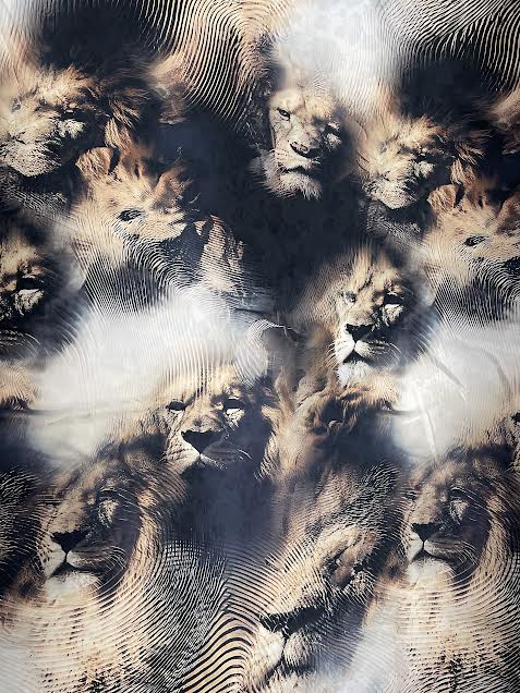 Lion Print on Floral | Viscose Blend | Jacquard