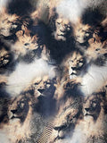 Lion Print on Floral | Viscose Blend | Jacquard