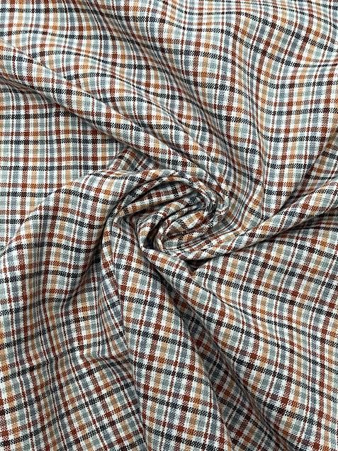 Red, Orange, White, and Black Yarn Dyed Plaid | Cotton