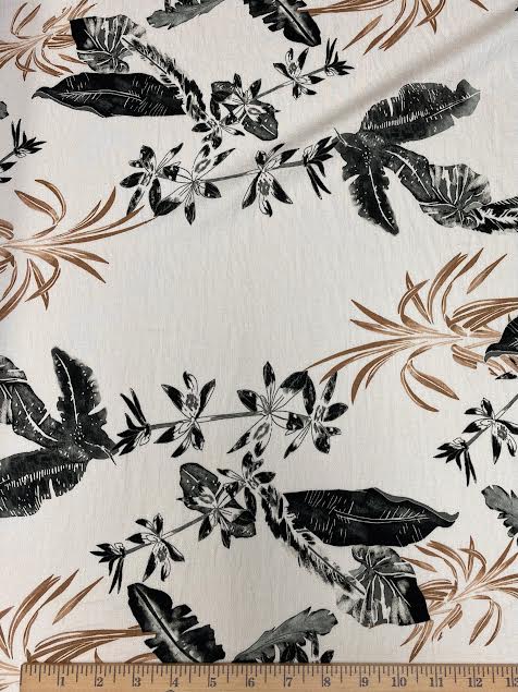 Black Floral on Cream | Viscose | Made in Italy