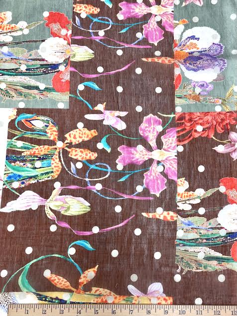 Brown, Yellow, and Green Patchwork Print | Viscose | Made in Italy