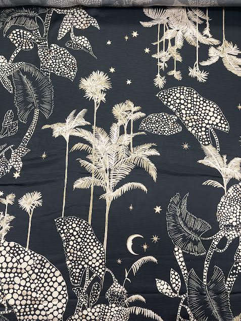Black Leaf Print | Viscose | Made in Italy