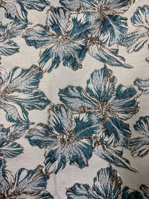Turquoise Floral Jacquard | Made in Italy