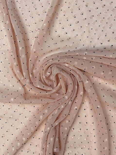 Polka Dot Jacquard Chiffon in Blush