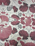 Magenta Leaves on Beige | Viscose | Made in Italy