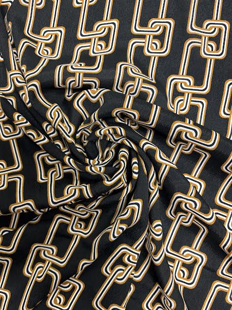 Fendi | Gold Chain on Black | Viscose