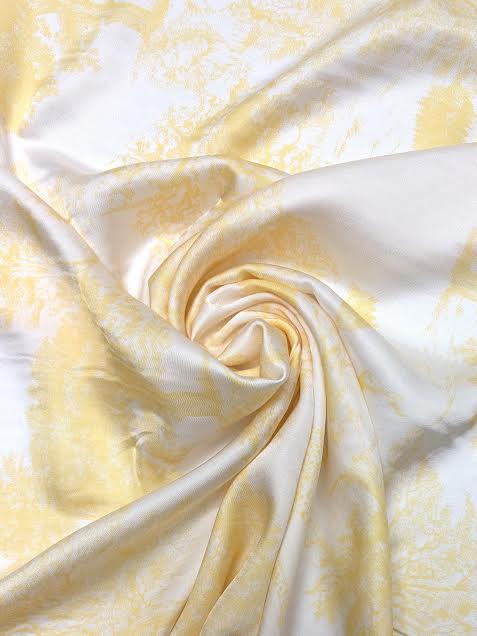 Yellow Nature Print with Stripe Border | Viscose | Made in Italy