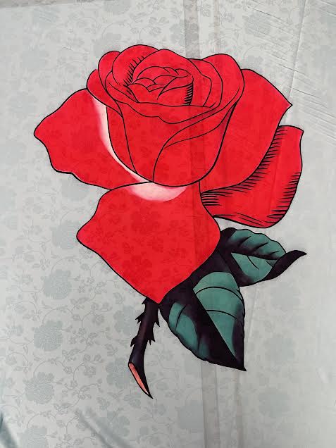 Designer Large Rose Print with Diamond Border on Floral | Viscose Blend | Jacquard