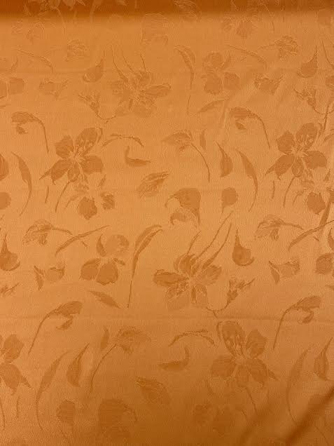 Orange Floral Jacquard Satin | Poly Viscose Blend | Made in Italy